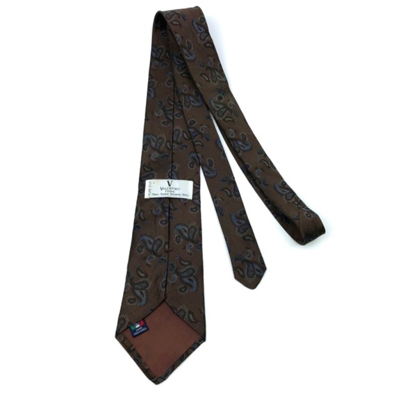 Vintage Valentino Pietro Brown Handmade Silk Tie - Picture 3 of 5